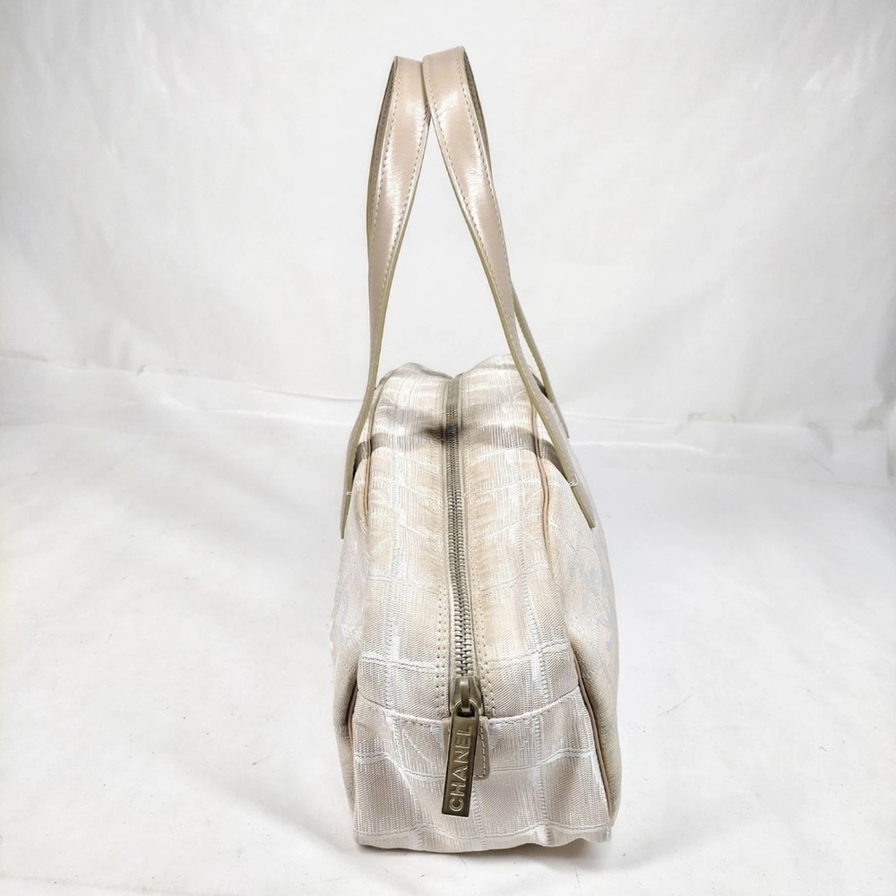 Chanel Hand Bag Beige Canvas Leather Woman Authentic Used - Picture 3 of 10